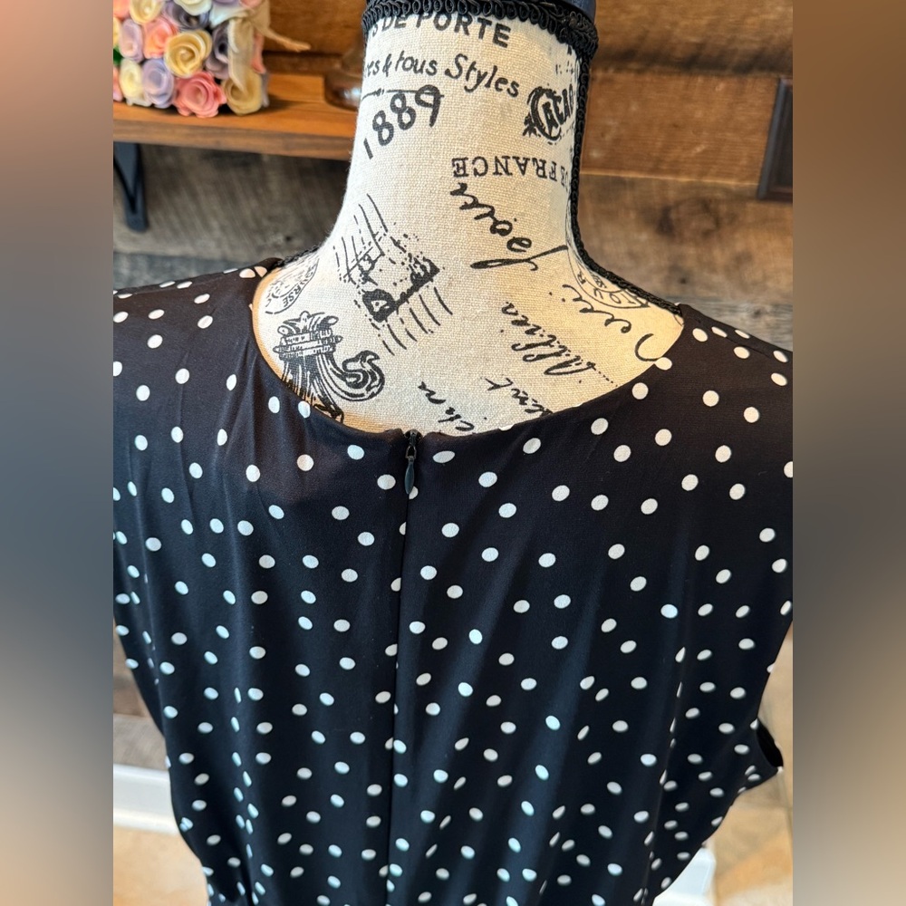London Times Black and White Polka Dot Midi Dress - Picture 4 of 7
